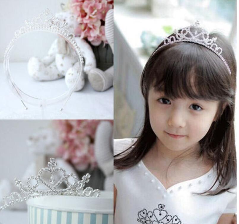 Fashion Wedding Party Princess Crown Rhinestone Hair Accessories For Girls Children Tiara Crown Silver Color Hair Jewelry gift
