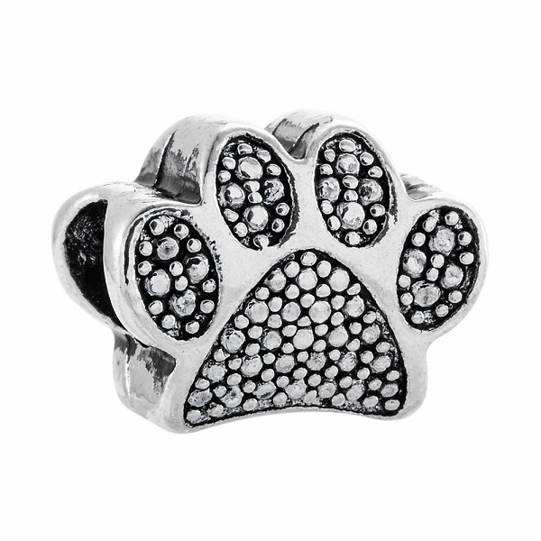 Wholesale 30Pcs Dog Paw Print Pendant Charm 925 Sterling Silver European Charms Beads Fit Bracelets Snake Chain Fashion DIY Jewelry