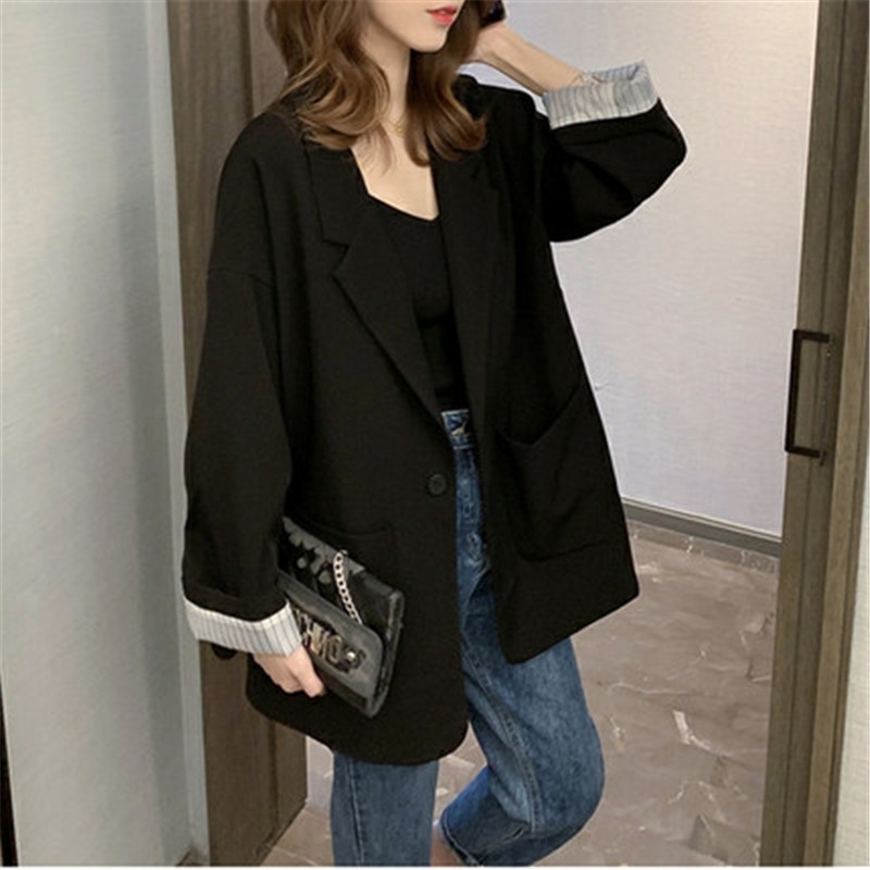 Wonder Spring Autumn Suit Jacket Vintage Korean British style chic casual Blazers girls Loose Outerwears 210510