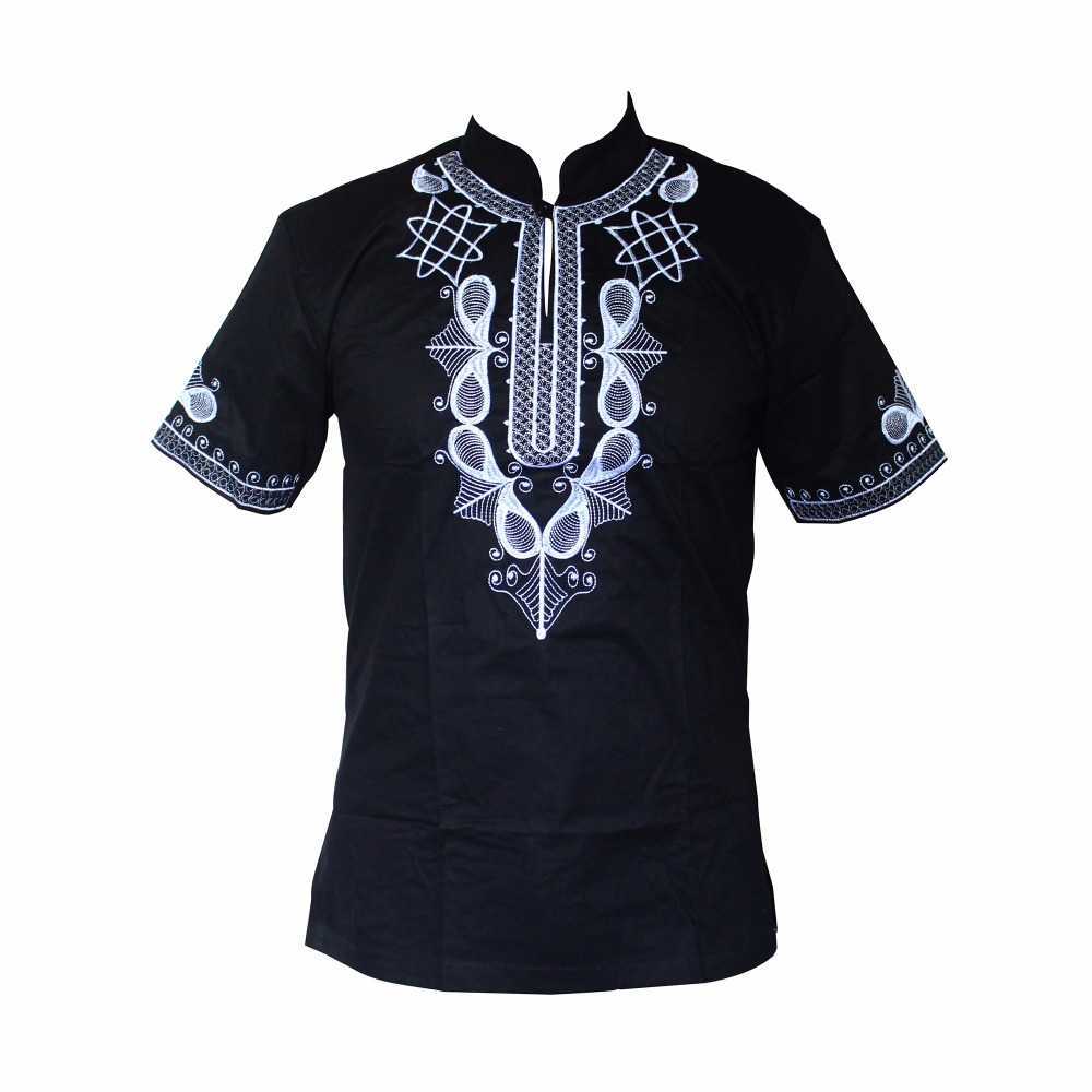 Dashikiage Dashiki Men Shirt African Haute Tribal Blouse Embroidered Ankara T-shirt 210629