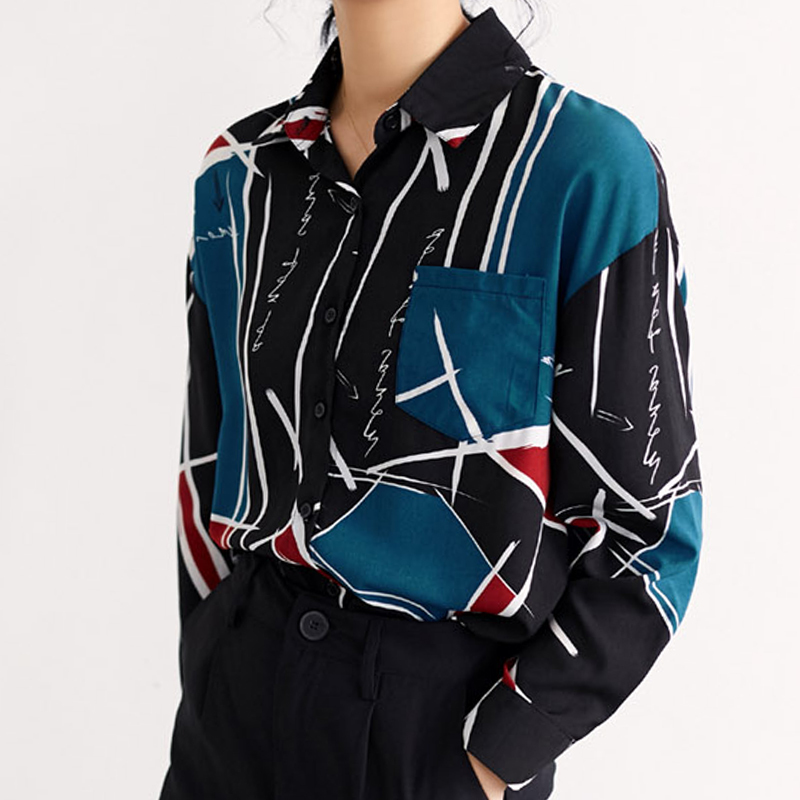 Fashion women blouses long sleeve shirts print chiffon shirt loose plus size office tops blusa 2513 50 210506