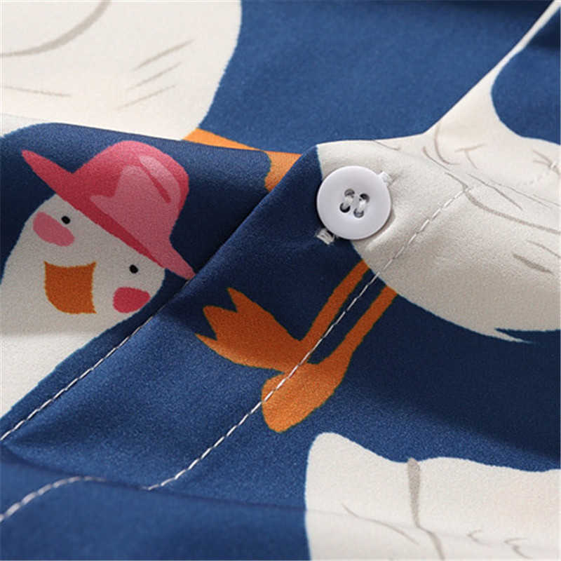 Summer Streetwear Shirts Men Short Sleeve Funny Goose Full Printed Hawaiian Beach Shirt Hip Hop Harajuku Korean Fashion 210721
