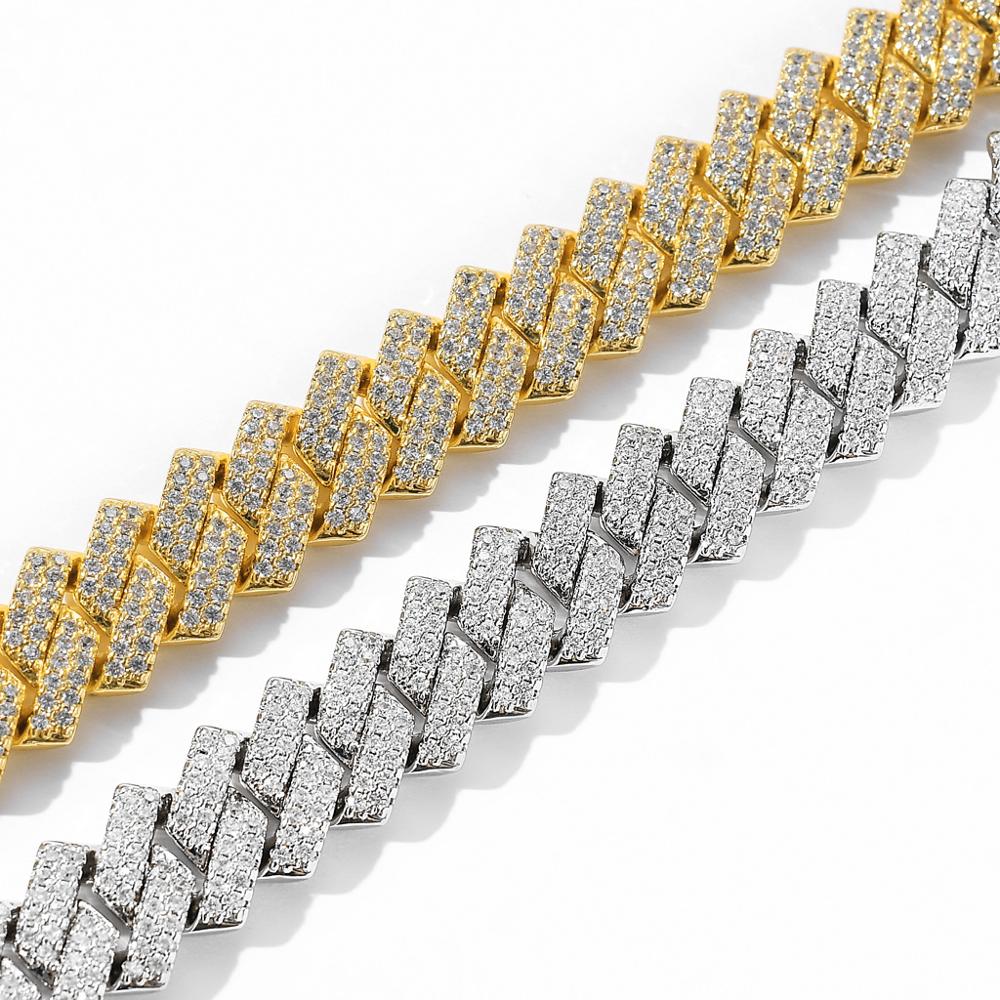 Iced Out Chains For Men Miami Cuban Link Necklace Diamond Micro Paved CZ Gold Silver Chain Fashion Hip Hop Jewelry