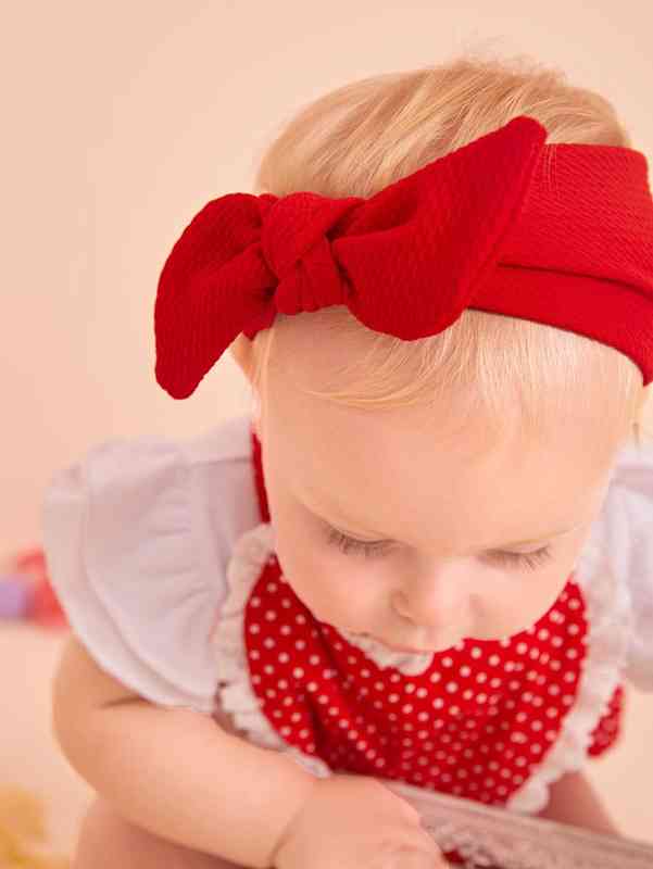 Baby Solid Bow Decor Hat & Hair Band SHE