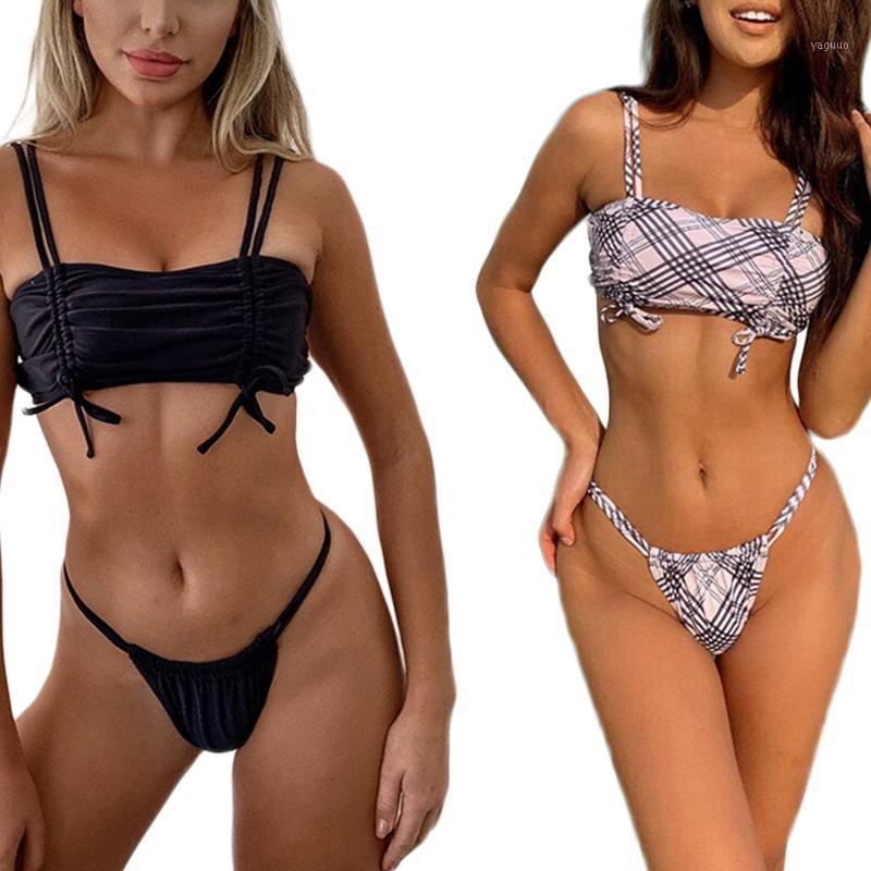 Women' Swimwear Summer Ladies Split Set, Adults Women Fashionable Solid Color/Plaid Lace Up Backless Bikini Swimsuit For Vacation
Women' Swimwear Summer Ladies Split Set, Adults Women Fashionable Solid Color/Plaid Lace Up Backless Bikini Swimsuit For Vacation