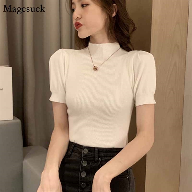 Women Solid Half Turtleneck O Neck Short Puff Sleeve Summer Knitted Shirts Female Loose Casual Cotton Ladies Top 10375 210518, Black
Women Solid Half Turtleneck O Neck Short Puff Sleeve Summer Knitted Shirts Female Loose Casual Cotton Ladies Top 10375 210518, Black