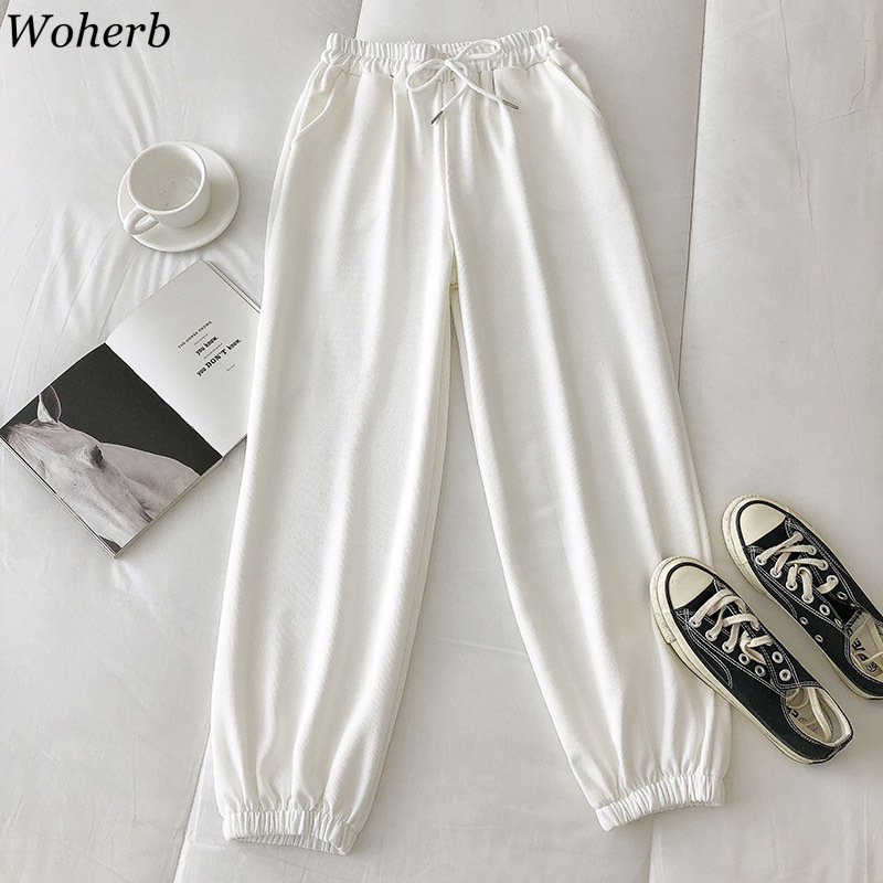 Candy Color Sweatpants Women Casual All Match Loose Trousers Harajuku Drawstring Cargo Joggers Pants Streetwear 210422