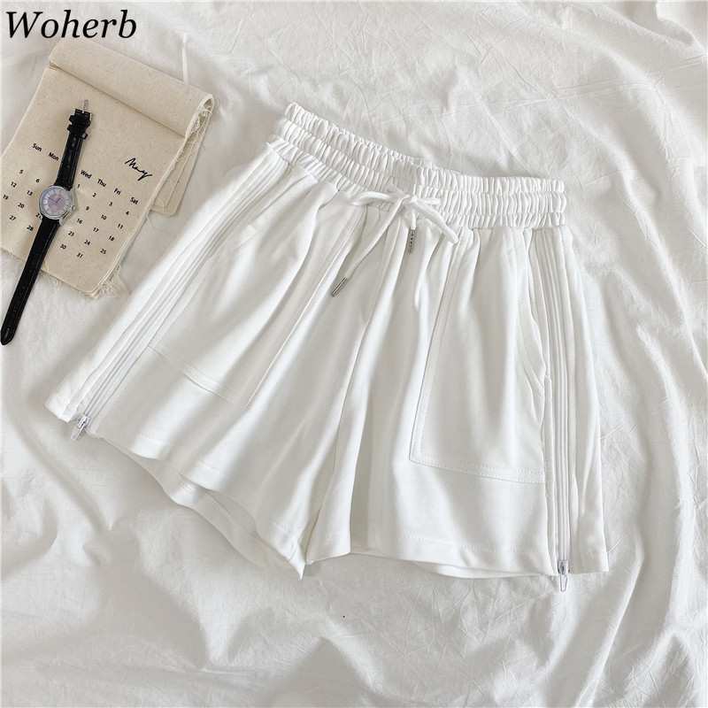 Summer Korean Fashion Shorts Women High-waisted Basic Sweatshorts Wide-leg Casual Woman Chores Para 210519