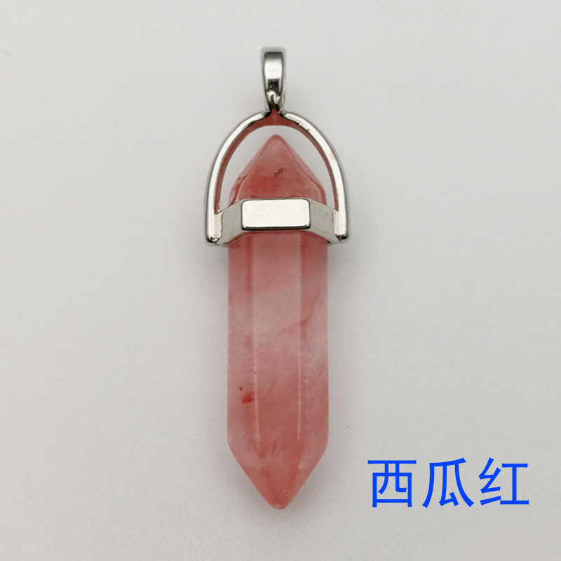 Natural Stone Hexagon Prism Charms Rose Quartz Tiger's Eye Opal Pendants Crystal Pendants Clear Chakras Gem Stone fit earrings necklace making as