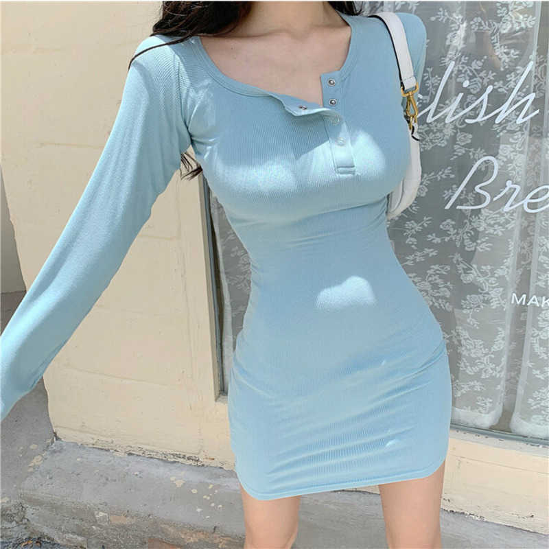 WOMENGAGA Blue Sexy Women Knitting Korean Slim Mini Full Sleeve Dress Dresses Round Neck Buttons Girl Female Q7L7 210603, Light blue
WOMENGAGA Blue Sexy Women Knitting Korean Slim Mini Full Sleeve Dress Dresses Round Neck Buttons Girl Female Q7L7 210603, Light blue