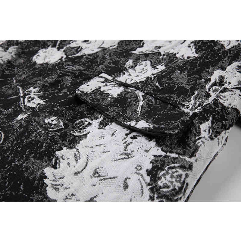 Dark Tie Dye Blazer Jacket V Neck Long Sleeve Oversized Streetwear Coat Stylish Vintage Gothic Casual Ins Outwear Tide Female 210430