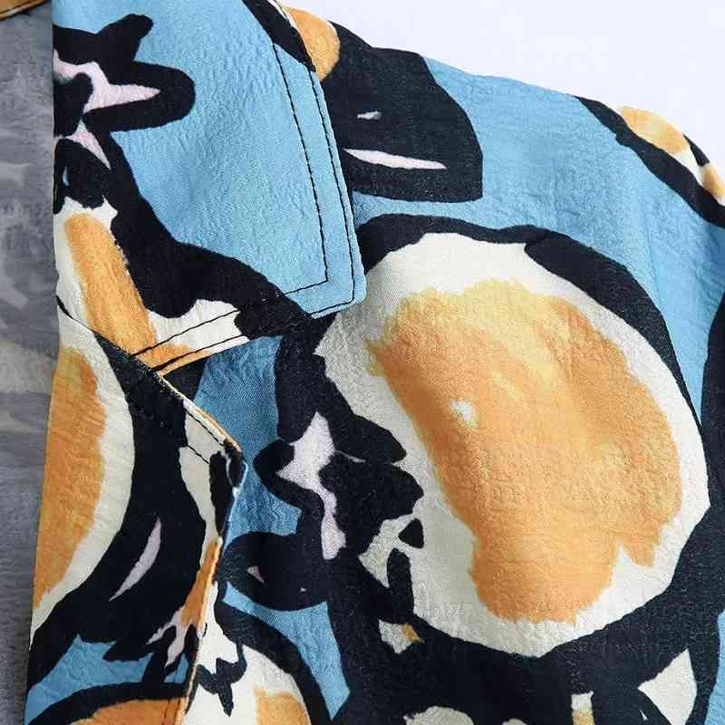 Summer Women Fashion Print Loose Casual Shirt Female Short Sleeve Side Slit Blouse Lady Tops Blusas S8801 210430