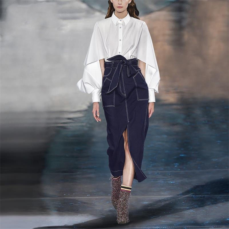 Autumn Women Suits Vintage Single Breasted Short Blouse+High Waist Split Denim Skirts 2 Pieces Set Office Lady 210519
Autumn Women Suits Vintage Single Breasted Short Blouse+High Waist Split Denim Skirts 2 Pieces Set Office Lady 210519