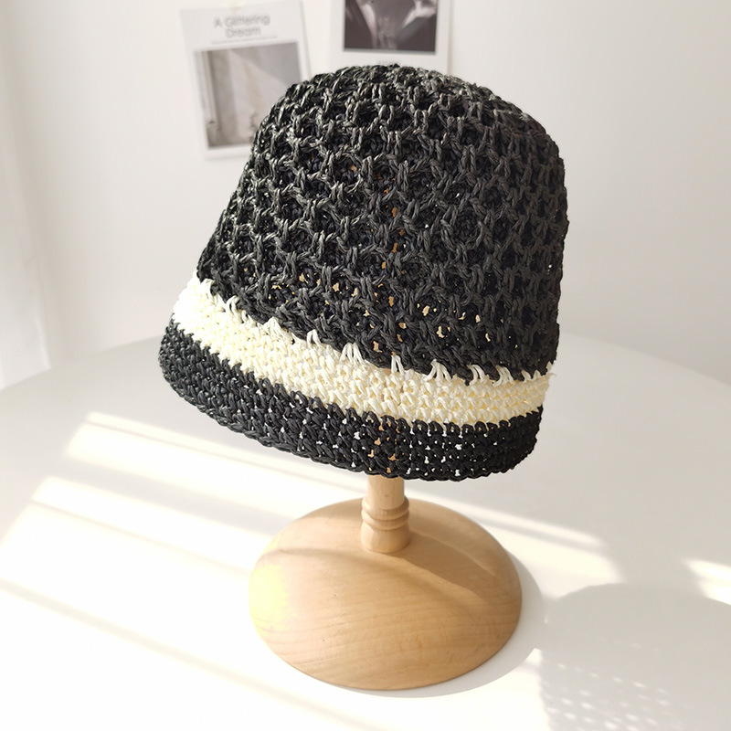 new summer color contrast hand hook straw hat female summer vacation bucket fisherman's hat Beach Cover, Black
new summer color contrast hand hook straw hat female summer vacation bucket fisherman's hat Beach Cover, Black