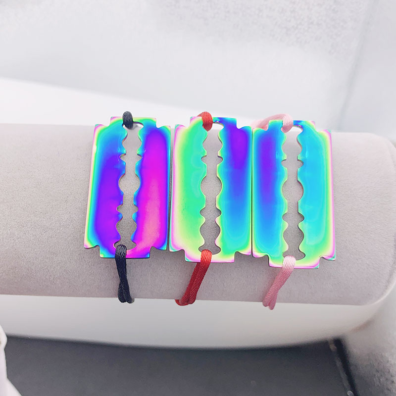 High Quality Stainless Steel Bracelet De Rasoir Blade Razor With Black Red Rope Adjustable France Famous Brand Jewelry For Women Men Unisex