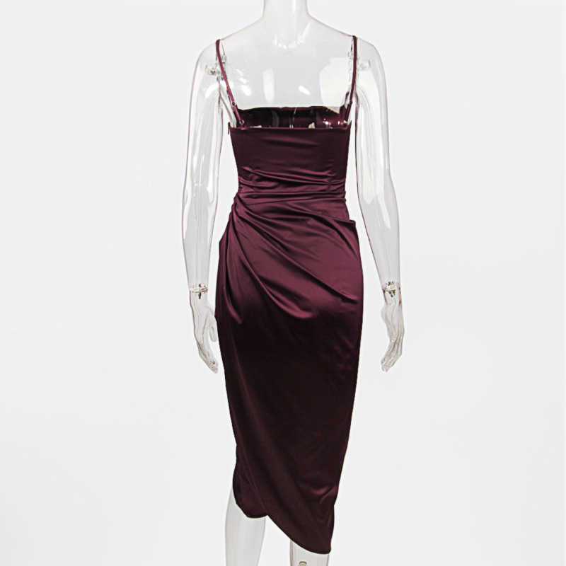 DEAT Women Sling Slim Split Dress Slash Neck Sleeveless Arrivals Lady Sexy Temperamnet Fashion Spring Summer 11D1112 210709