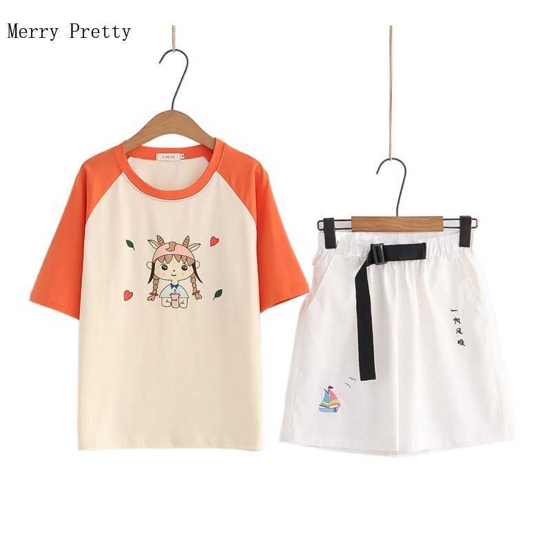 Women Casual Pant Sets Hight Waist Cartoon Embroidery Shorts with Sashes and Graphic Cotton T Shirts Summer 2 Piece Set 210526, Tops 2
Women Casual Pant Sets Hight Waist Cartoon Embroidery Shorts with Sashes and Graphic Cotton T Shirts Summer 2 Piece Set 210526, Tops 2