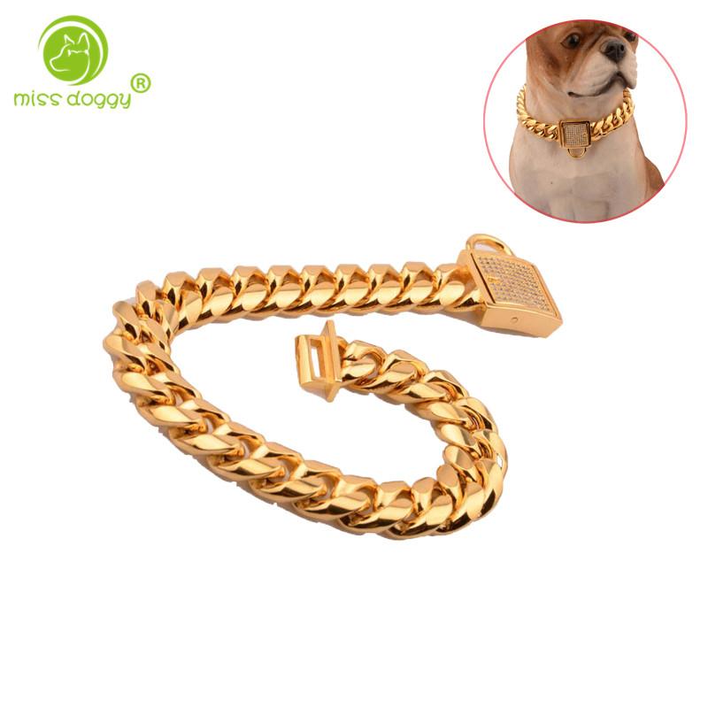14mm Durable Gold Dog Chain Fashion Collar Personalized Puppy For Small Dogs Pug Accessories Collares Para Perro 10E Collars & Leashes
14mm Durable Gold Dog Chain Fashion Collar Personalized Puppy For Small Dogs Pug Accessories Collares Para Perro 10E Collars & Leashes
