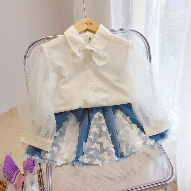 Clothing Sets Girls Full Sleeve Tops French Shirt Three-dimensional Butterfly Denim Skirt Kids Baby Children Clothes 2pcs 3-9Y, White
Clothing Sets Girls Full Sleeve Tops French Shirt Three-dimensional Butterfly Denim Skirt Kids Baby Children Clothes 2pcs 3-9Y, White