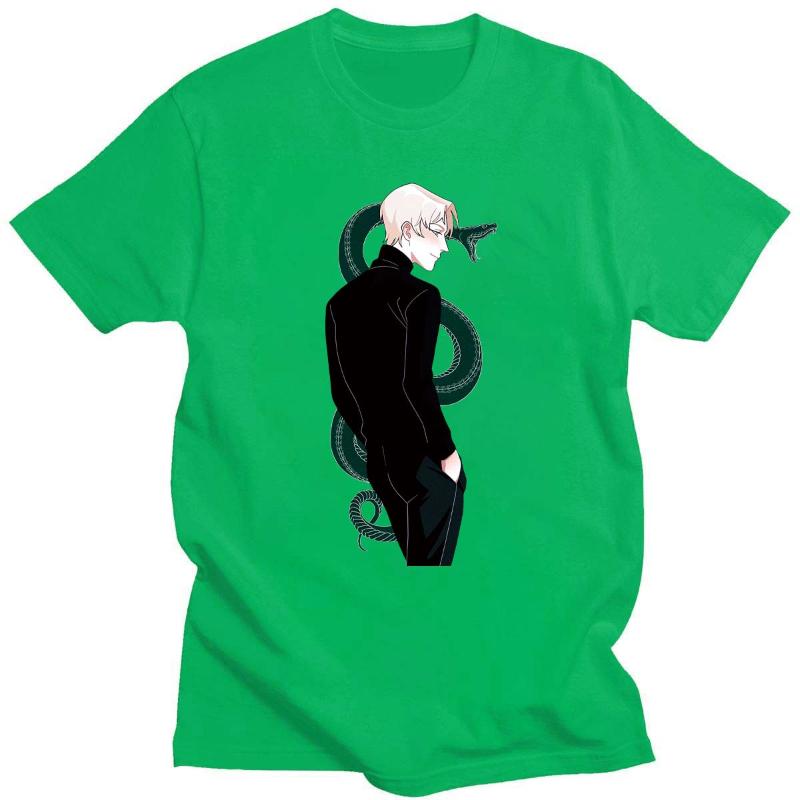 Men's T-Shirts Draco Malfoy With Green Snake T Shirts Unisex Men Black Shirt Artwork Print Tee Basic Casual Short Sleeve Top