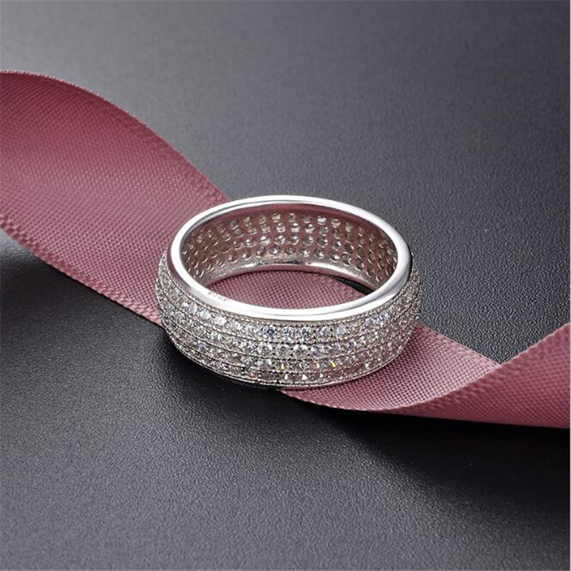 Size 5-10 Sparkling Wedding Rings Luxury Jewelry 10KT White Gold Fill Pave Sapphire CZ Diamond Gemstones Eternity Party Women Engagement Finger Ring G