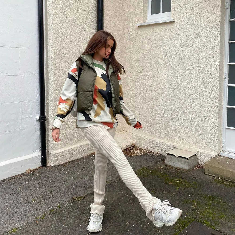 Women Reversible Gilet Jacket Sleeveless High Collar Fashion Casual Streetwear Woman Waistcoat Tops veste femme 210709