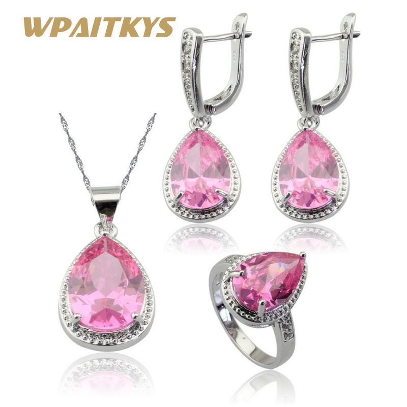 Wedding Jewelry Sets WPAITKYS Water Drop Pink White Cubic Zirconia Silver Color For Women Gift Necklace Pendant Earrings Rings Free Box, Slivery;golden
Wedding Jewelry Sets WPAITKYS Water Drop Pink White Cubic Zirconia Silver Color For Women Gift Necklace Pendant Earrings Rings Free Box, Slivery;golden