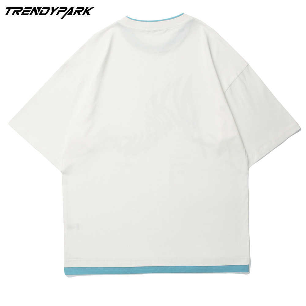 Men's T-shirt Twisted Letters Printed Summer Short Sleeve Tee Oversized Cotton Casual Harajuku Streetwear Top Tshirts Clothing 210601