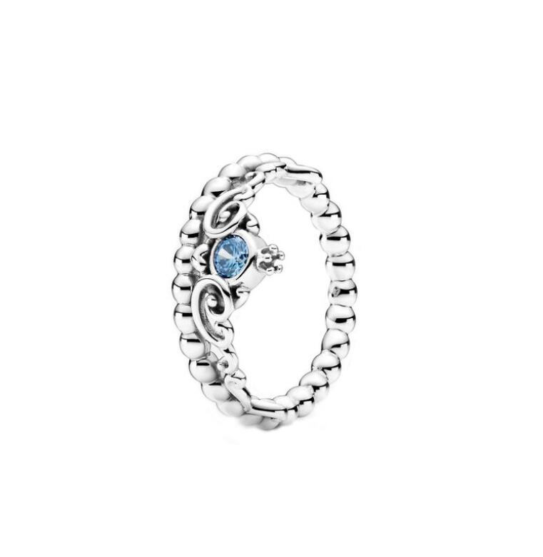 fine S925 Sterling Silver Ring rose gold Cinderella Shining Elegant Heart Wedding Rings size 610