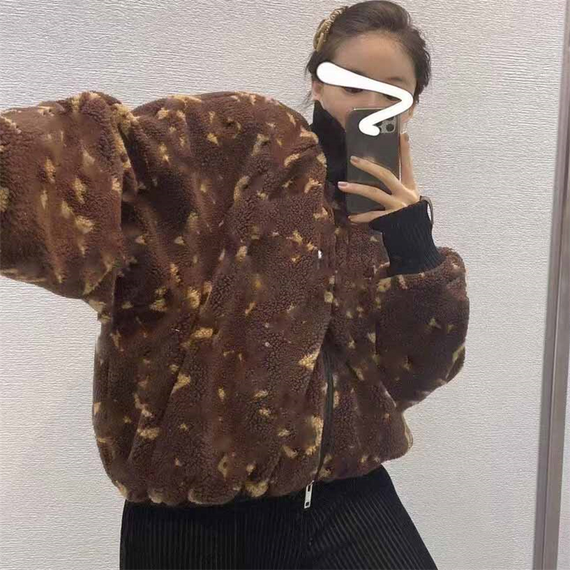 Classic Letter Lambswool Coats Jackets For Women Long Sleeve Zipper Coat Winter Warm Outerwear Can Worn On Both Sides, Brown
Classic Letter Lambswool Coats Jackets For Women Long Sleeve Zipper Coat Winter Warm Outerwear Can Worn On Both Sides, Brown