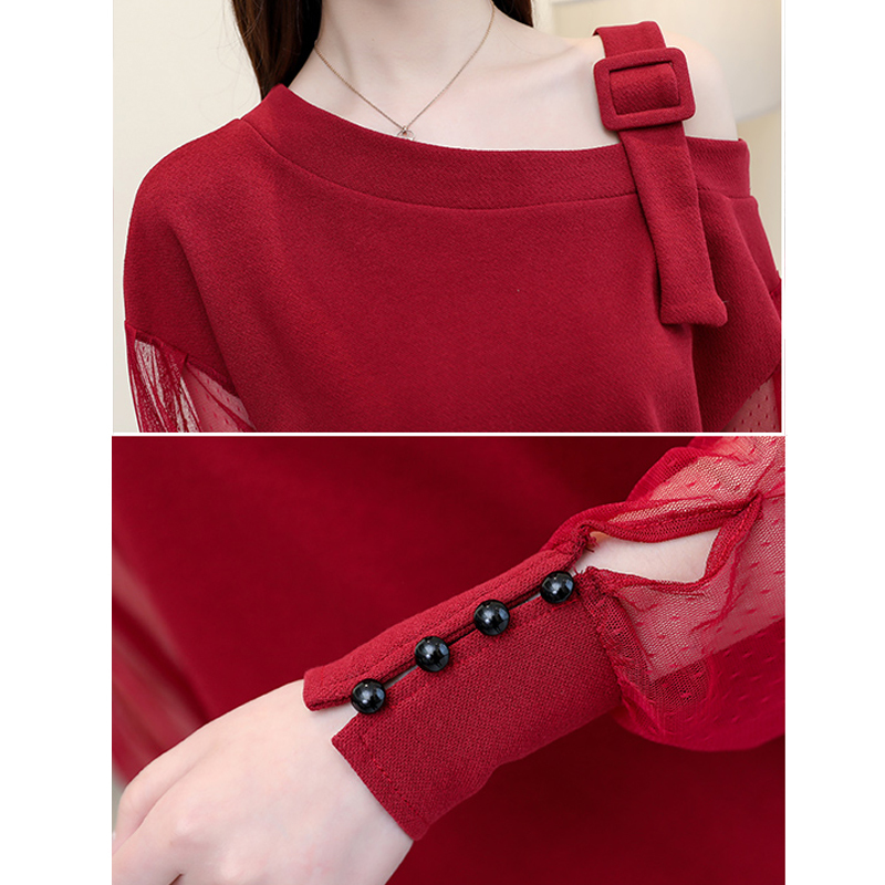 Spring long sleeve shirt women Fashion Women blouses New sexy off shoulder top solid blouses Shirts clothing female 902B3 210317