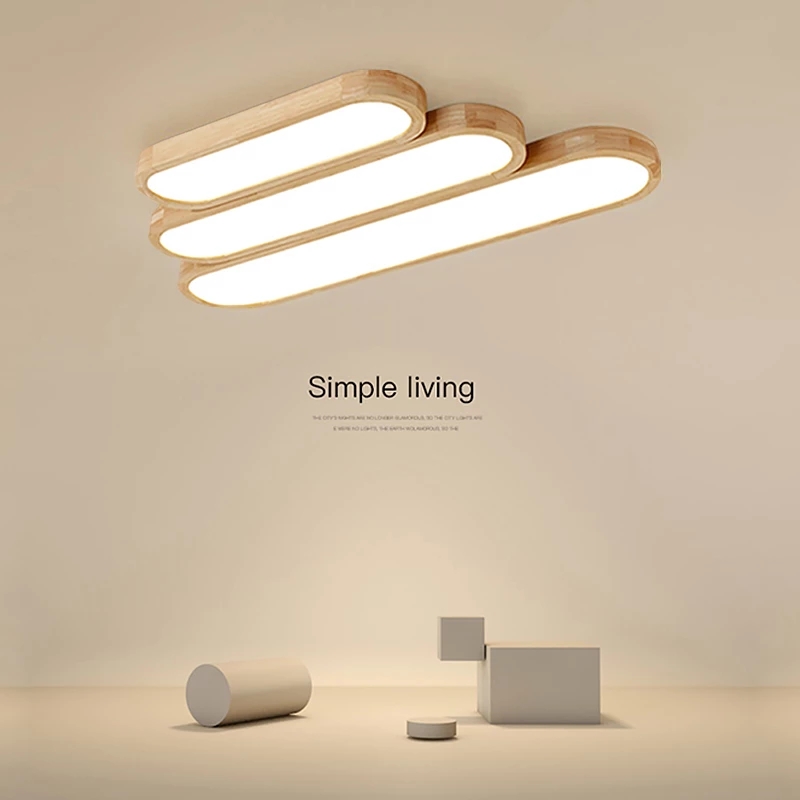 Remote Control Minimalist Ceiling Lights Wooden Decorative Lamps Panels For Living Room Bedroom Corridor Luminaire