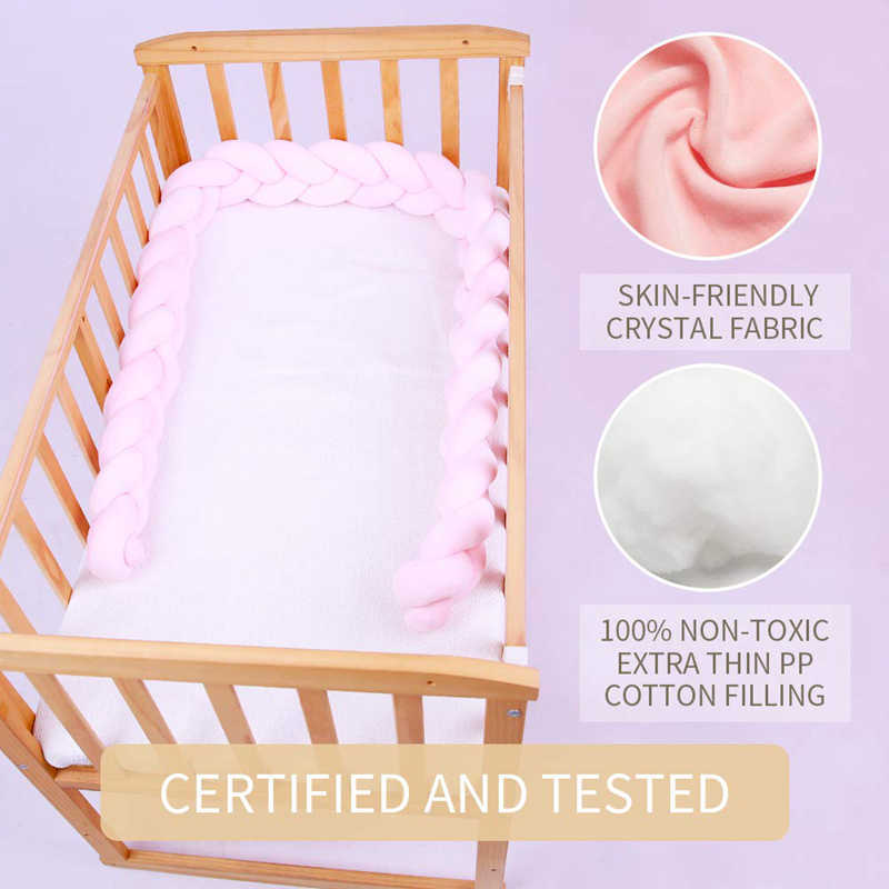 1m-3m Baby Bed Fence Bumper Soft Bed Braid Knot Pillow Cushion Baby Home Playpen On Bed Fencing Gate Kids Rails Room Decor 211025