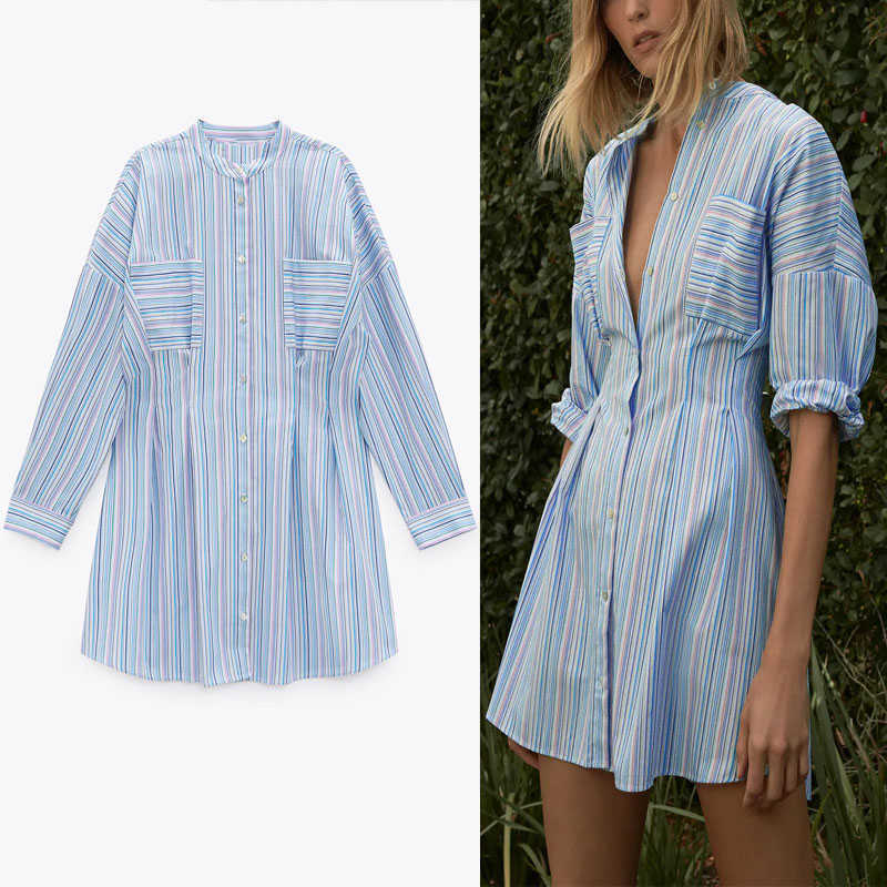 Za Spring Striped Shirt Dress Women Long Sleeve Waist Darts Vintage Mini Dresses Woman Fashion Button Up Elegant Vestidos 210602, As picture
Za Spring Striped Shirt Dress Women Long Sleeve Waist Darts Vintage Mini Dresses Woman Fashion Button Up Elegant Vestidos 210602, As picture