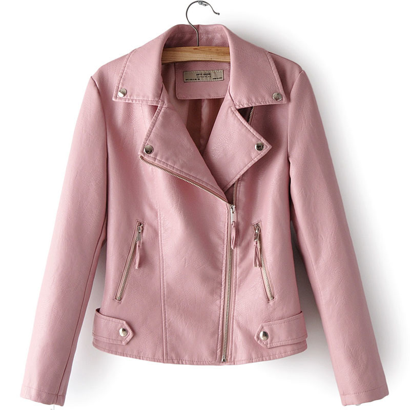 PU Lapel Long Sleeve Anti-fan Car Zipper Women's Jacket Autumn High Waist Slim Chic Female Coat Black Red 210507