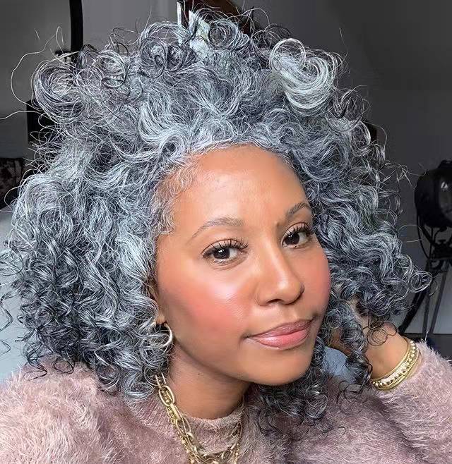 Grey wrap around ponytail hairpiece deep curly salt and pepper natural gray human hair pony tail fashion new 120g 140g 14inch 1pcs