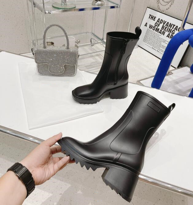 Fashion Trendy PVC Ladies Short Boots Low Heel Square Toe Side Zipper White Khaki Black