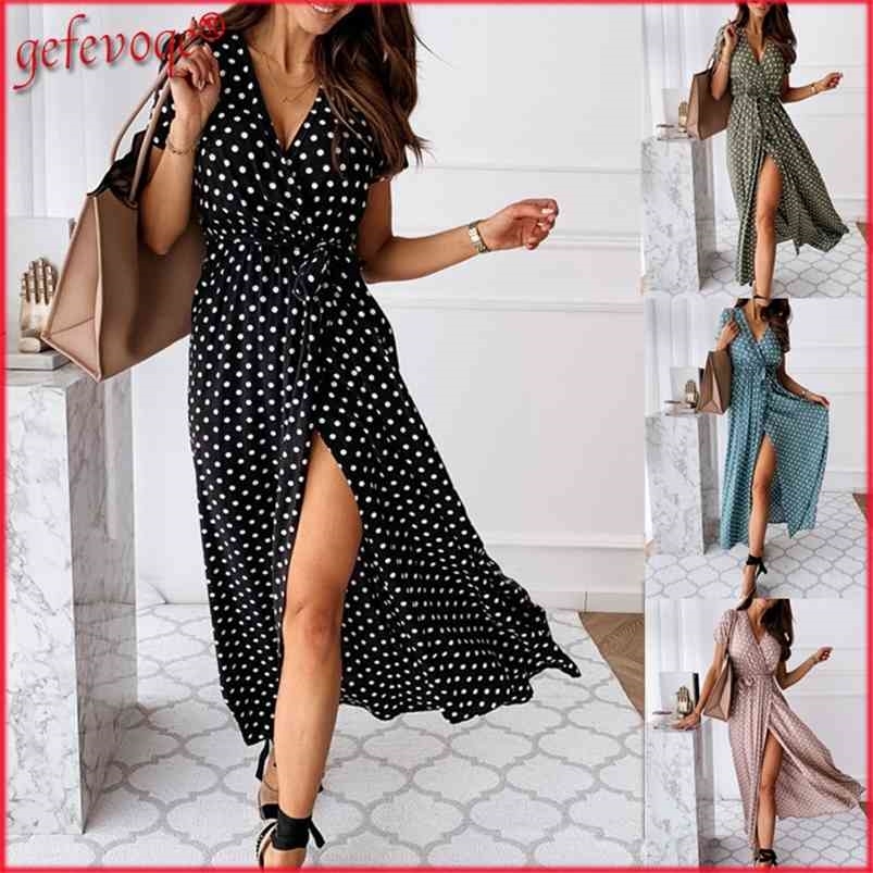 Women Dresses Summer Fashion Polka Dot Split Boho Dress Clothing Casual Beach Vacation Long Vestido De Mujer 210701, Long green
Women Dresses Summer Fashion Polka Dot Split Boho Dress Clothing Casual Beach Vacation Long Vestido De Mujer 210701, Long green