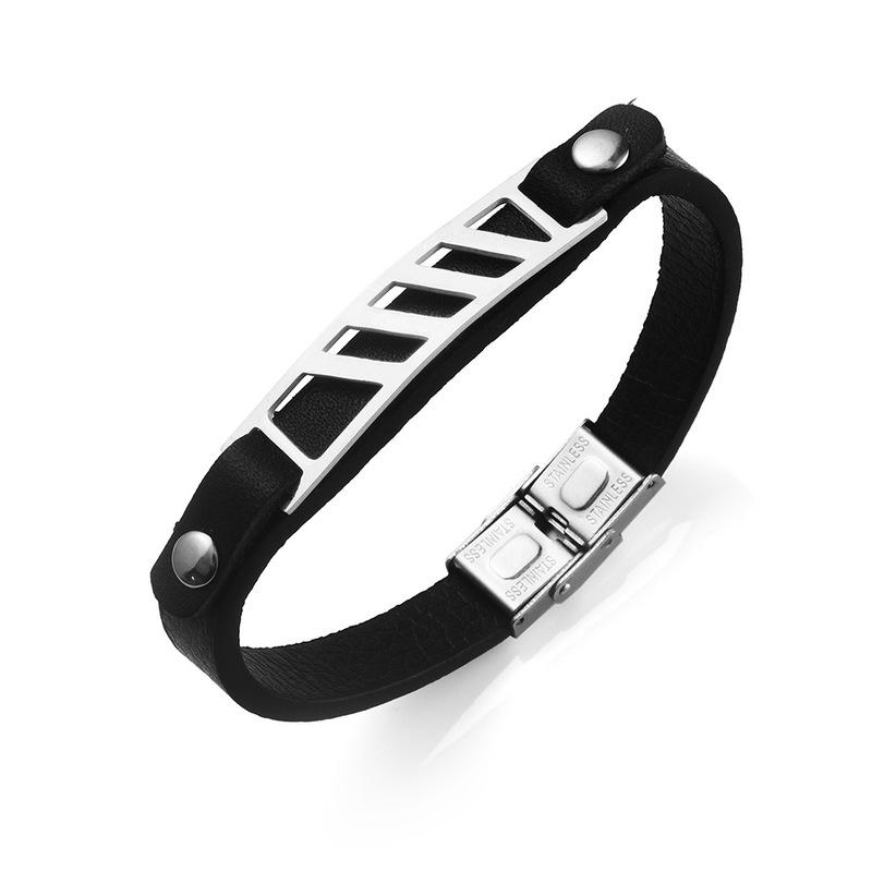 Charm Bracelets Amgj Men Bracelet Fashion Geometric Black Genuine Leather Stainless Steel Couple Bangles Rock Punk Jewelry
Charm Bracelets Amgj Men Bracelet Fashion Geometric Black Genuine Leather Stainless Steel Couple Bangles Rock Punk Jewelry