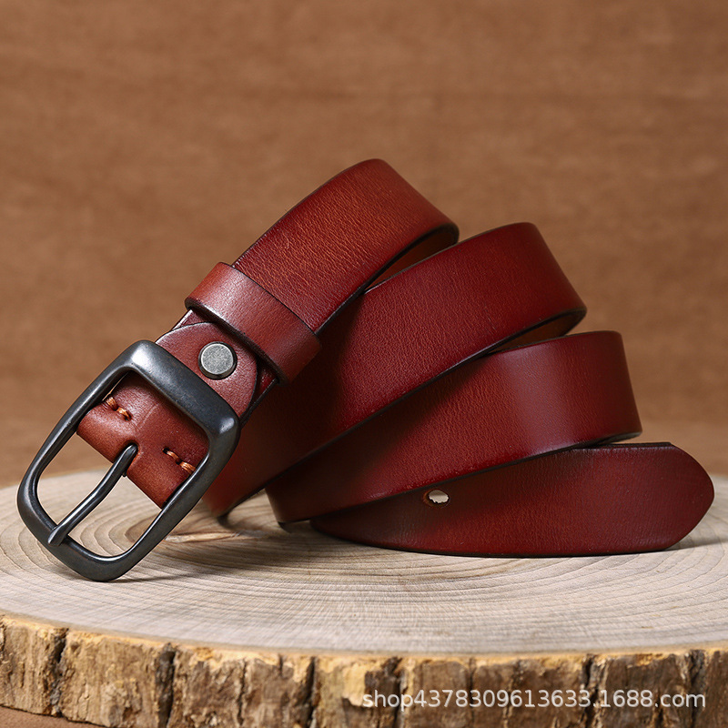 3.3cm Wide Italian First Layer Pure Cattlehide Belt Mens Leather Pin Buckle Retro Fashion Trends Jeans Belt No. 2, Black
3.3cm Wide Italian First Layer Pure Cattlehide Belt Mens Leather Pin Buckle Retro Fashion Trends Jeans Belt No. 2, Black