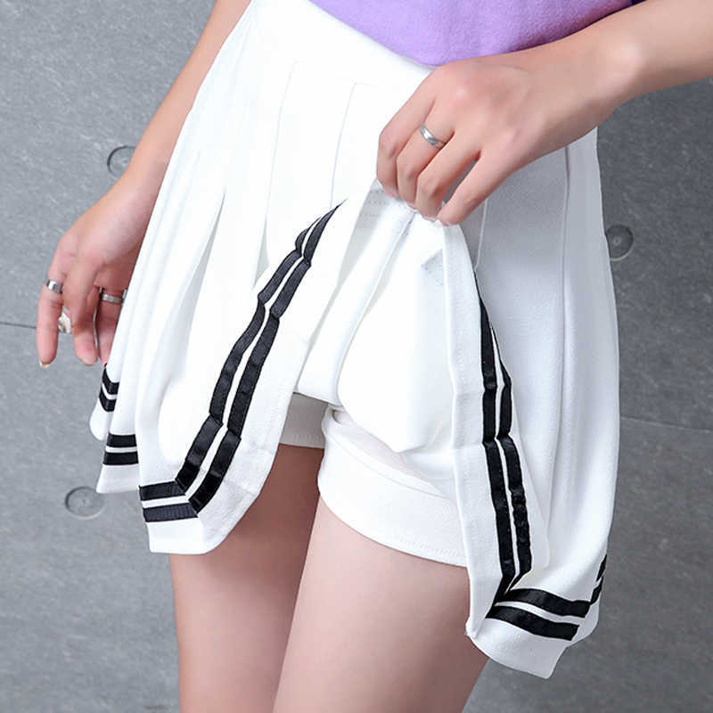 Y2k Summer Korean Fashion Short Women Skirt Casual Slim Elastic High-Waisted Striped Harajuku Pleated Plaid A-Line Mini Skirts 210619