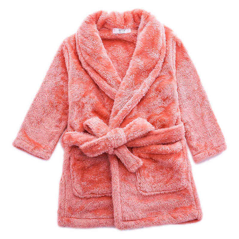 MudiPanda Winter Kids Sleepwear Robe Flannel Warm Bathrobe For Girls Teenagers Children Pajamas Boys 2-14 Years 211130