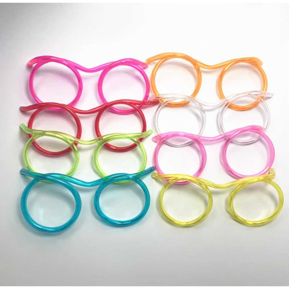 500pcs Novelty Amazing Silly Multi-colors Glasses Straw Funny Drinking Frames Eyeglasses Straws DIY Children Kids Drinkware