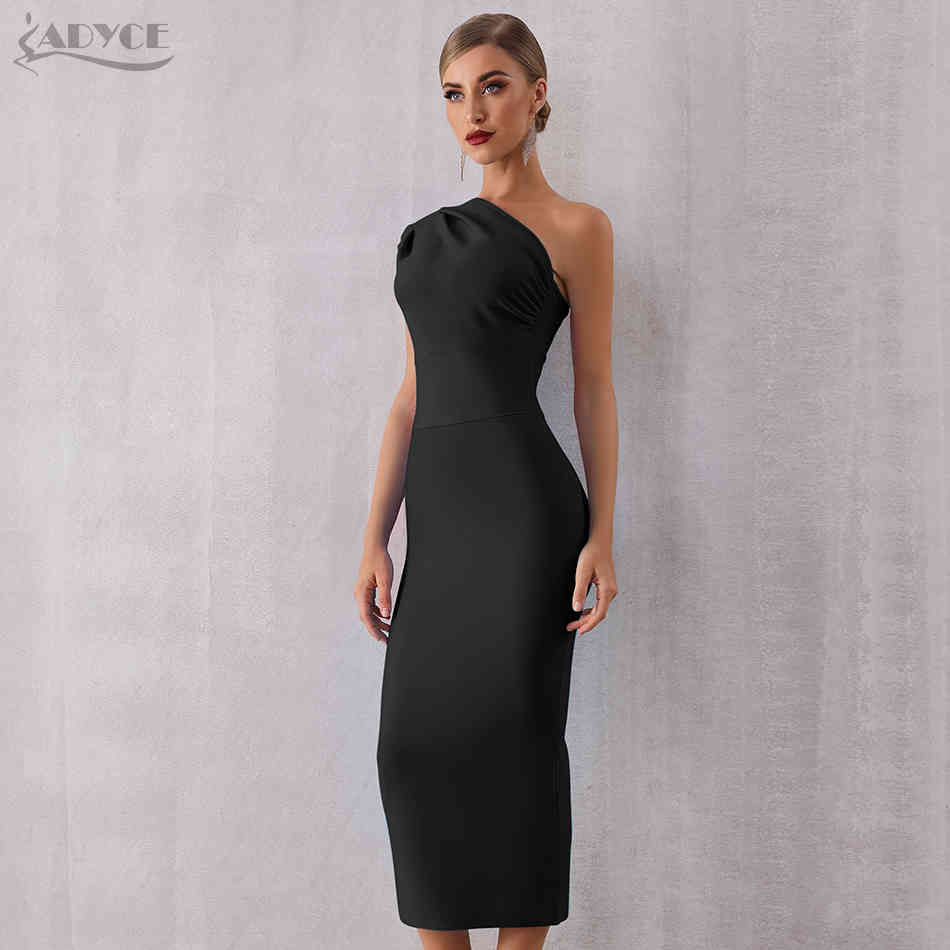 Fashion Elegant Women One Shoulder Bandage Dress Sexy Sleeveless Bodycon Sky Blue Celebrity Evening Party Dresses 210423