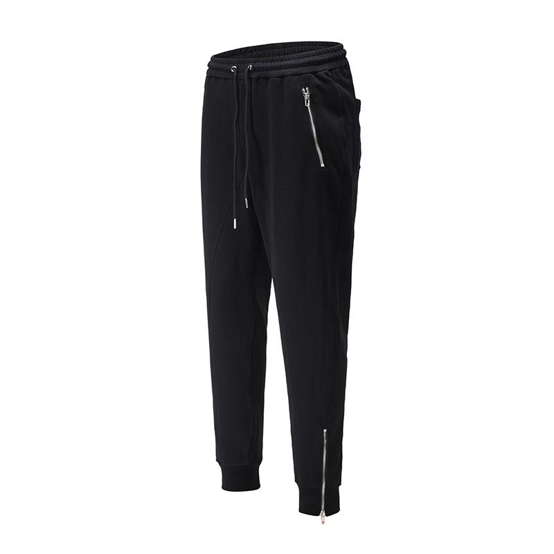 Ankle Zipper Jogger Sweatpants Mens Pockets Solid Baggy Casual Track Pants Streetwear Drawstring Boom Feet Loose Trousers Men's