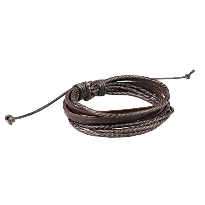 Leather Wrap Braided Wristband Cuff Punk Men Women Surfer Bracelet Bangle Couples Bohemia Jewelry 210507