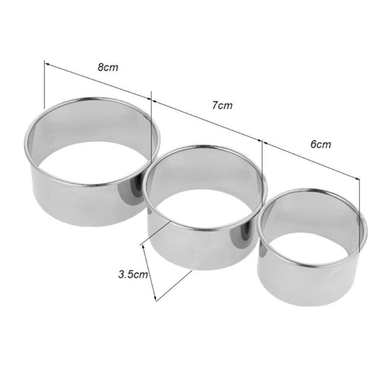 3pcs/set Stainless Steel Cut Dumplings Skin Mold DIY Wrappers Round Cookie Pastry Baking Utensils Cake Tools Kitchen Accessories