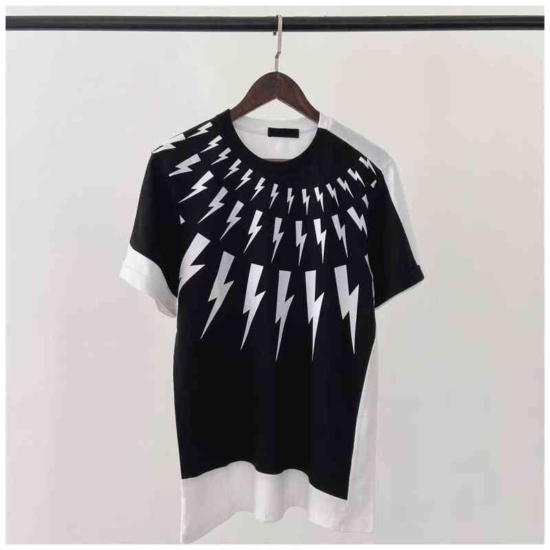 Mens T-Shirts European Street Style Neil Barrett New Lightning Series Short-sleeved Mens T-shirt 100% Cotton Top for Women F4X240817