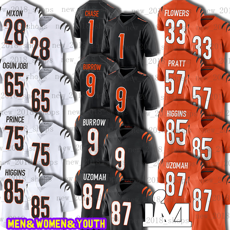 9 Joe Burrow 85 Tee Higgins Football Jersey Ja'Marr Chase Logan Wilson C.J. Uzomah Jessie Bates III Germaine Pratt Trey Hendrickson Larry Ogunjobi Stanley Morgan Jr, Custom men jersey+patch(m h)
9 Joe Burrow 85 Tee Higgins Football Jersey Ja'Marr Chase Logan Wilson C.J. Uzomah Jessie Bates III Germaine Pratt Trey Hendrickson Larry Ogunjobi Stanley Morgan Jr, Custom men jersey+patch(m h)