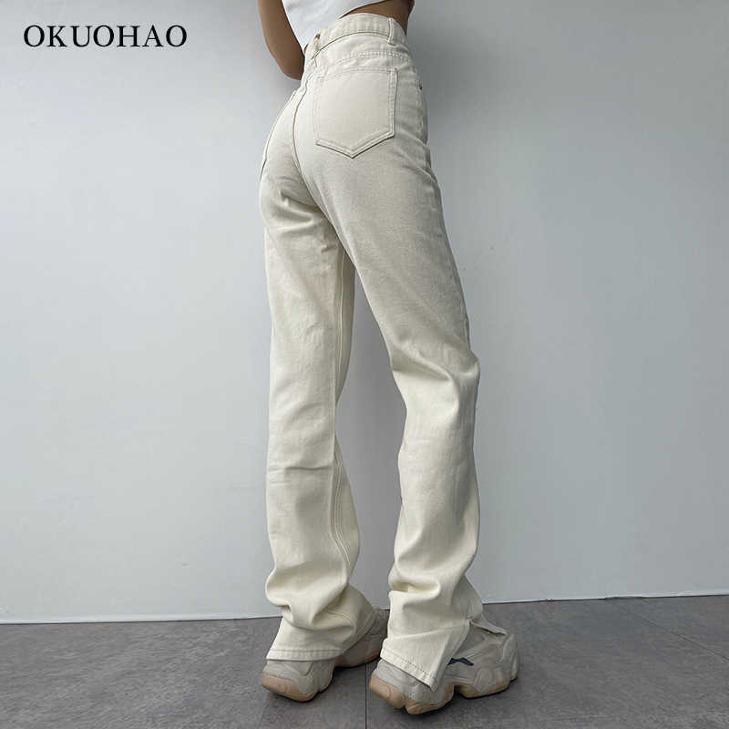 Flared Jeans Women High Waist Mom Denim Trousers Female Streetwear White Vintage Clothes Boot Cut Wide Oversize Pants 210922
